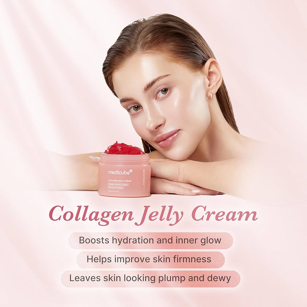 Medicube Collagen Jelly Cream- Niacinamide & Freeze-Dried Hydrolyzed Collagen - Boosts skin's barrier hydration and gives 24h Glow & Lifted Look - No artificial color, Korean skincare (3.71 fl.oz.