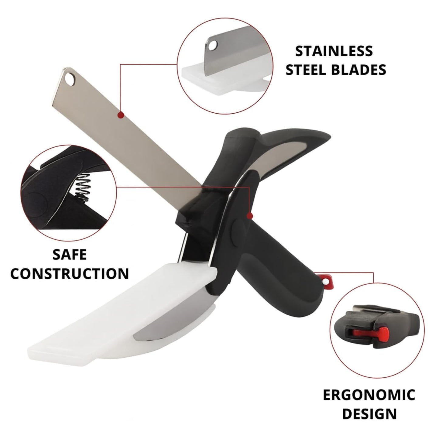 2-in-1 Clever Cutter | Multipurpose Kitchen Scissors for Cutting Vegetables, Fruits, Meat & More – Black