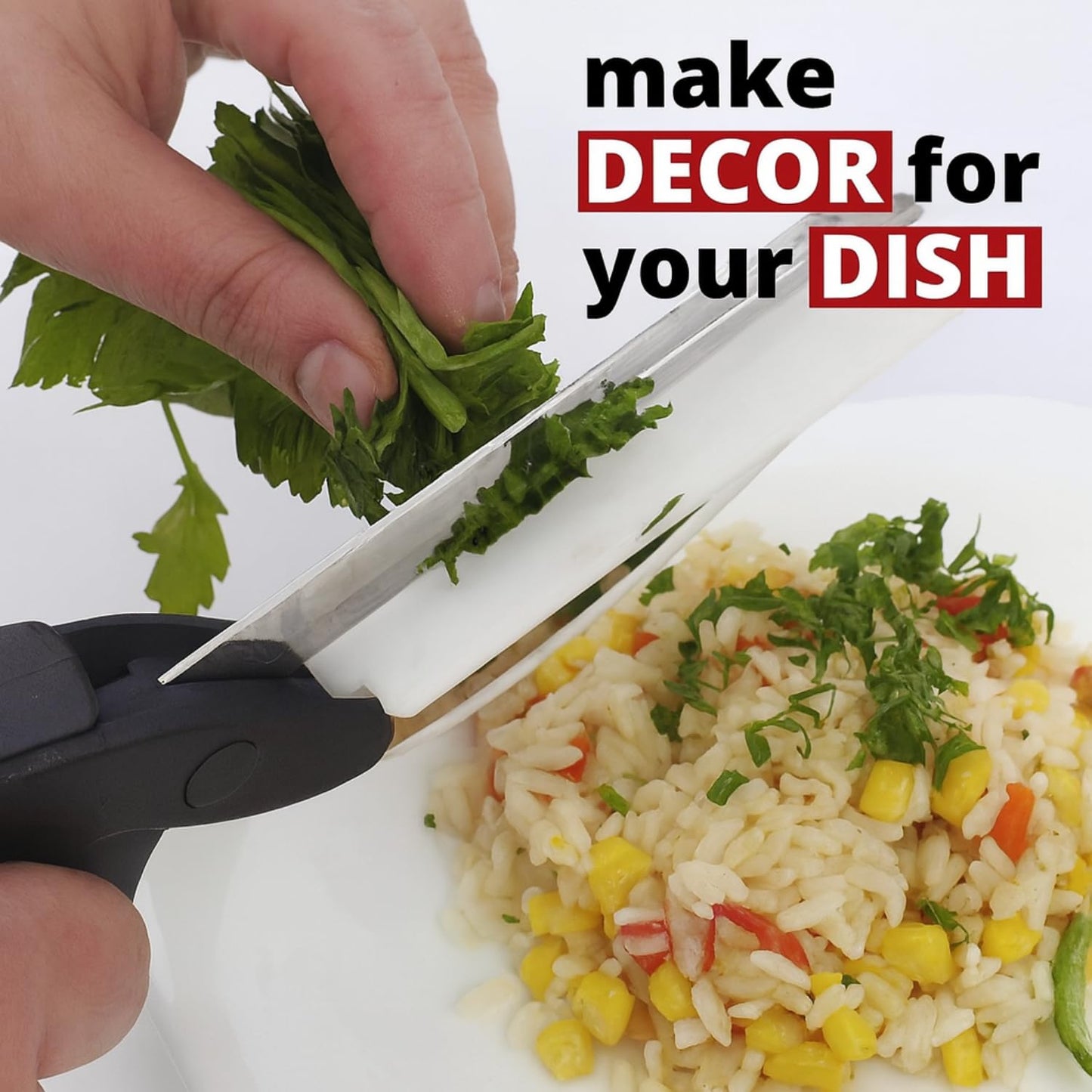 2-in-1 Clever Cutter | Multipurpose Kitchen Scissors for Cutting Vegetables, Fruits, Meat & More – Black