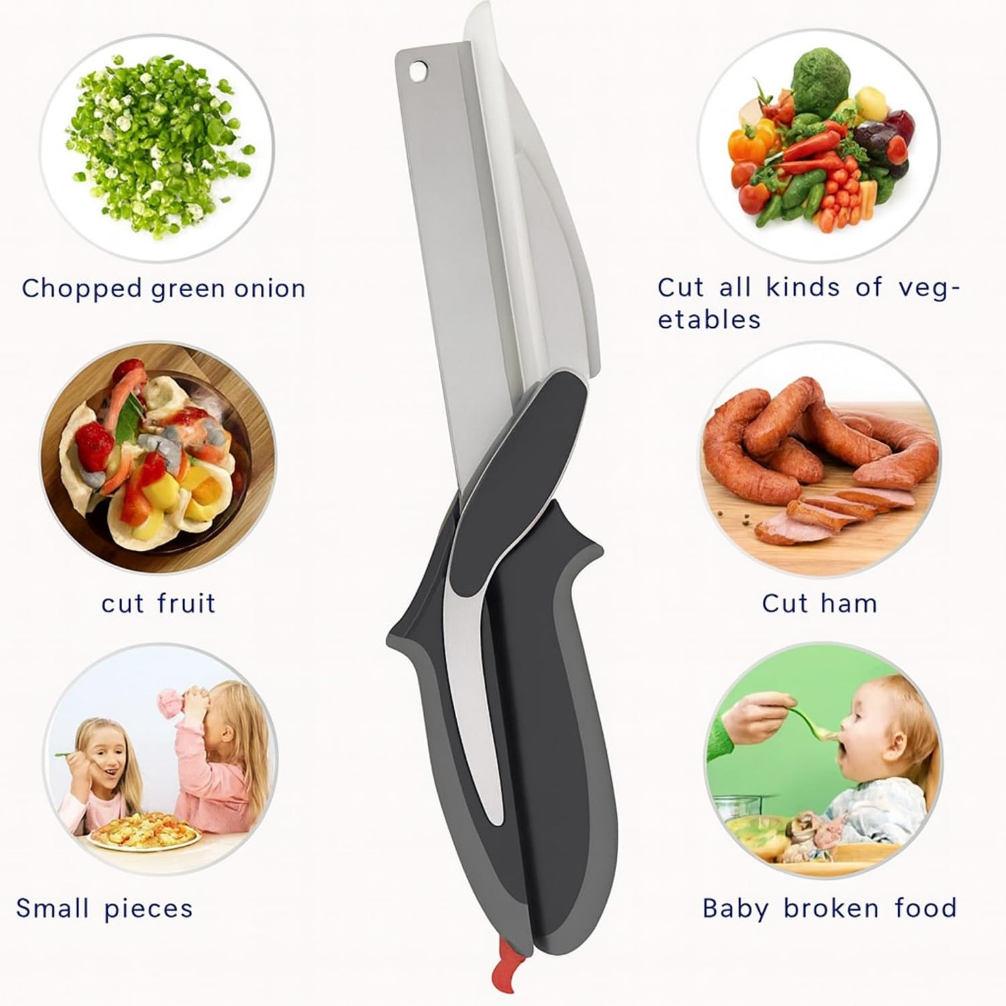2-in-1 Clever Cutter | Multipurpose Kitchen Scissors for Cutting Vegetables, Fruits, Meat & More – Black
