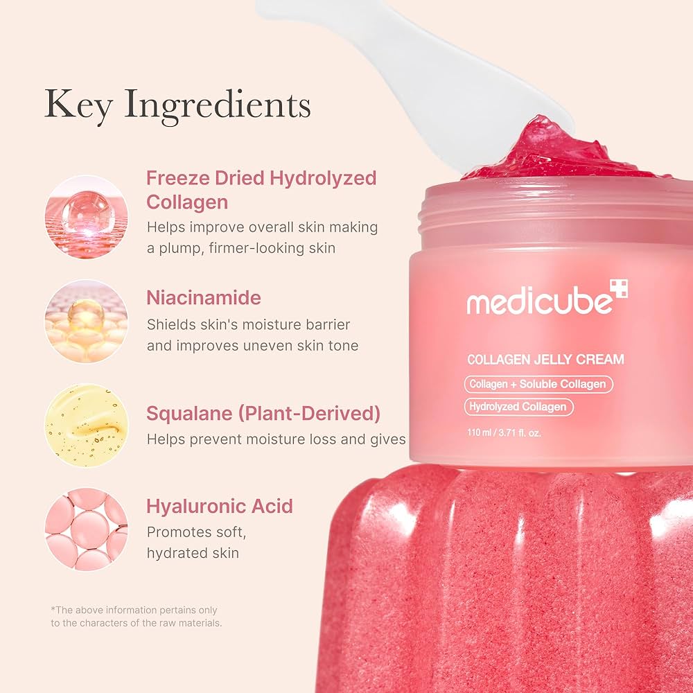 Medicube Collagen Jelly Cream- Niacinamide & Freeze-Dried Hydrolyzed Collagen - Boosts skin's barrier hydration and gives 24h Glow & Lifted Look - No artificial color, Korean skincare (3.71 fl.oz.
