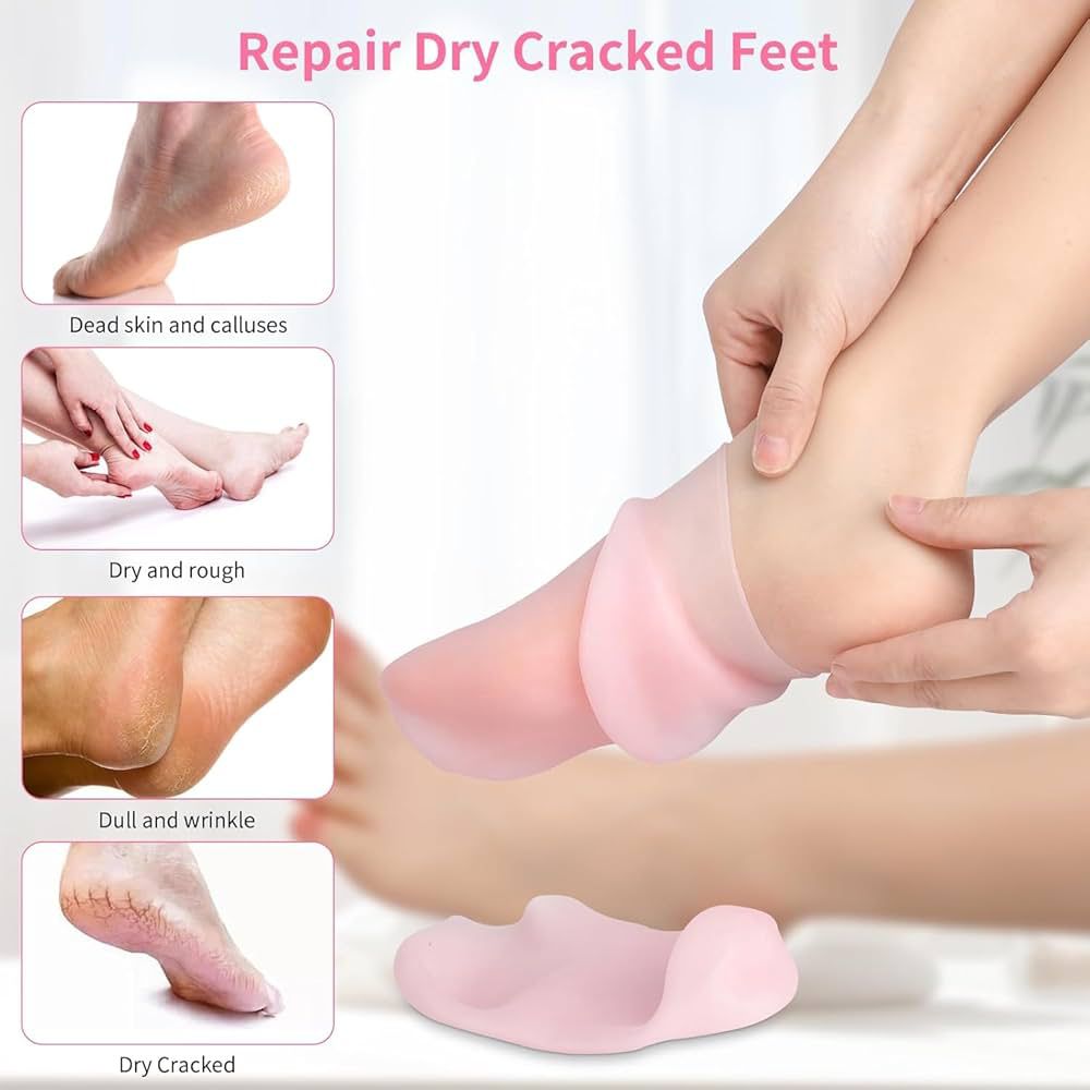 Silicon Heel Socks Heel for Crack Spa Gel Socks for Women and Men, Feet Protector Crack Heel Repair Socks with Moisturizing Natural Oil and Vitamin E Repair Dry Repair (2)